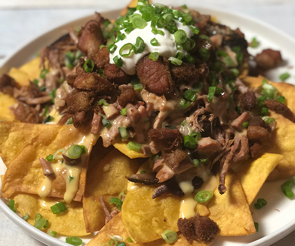 Smoked Pulled Pork Three Way Nachos